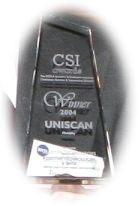 Close-up of CSI mobility award presented to Uniscan